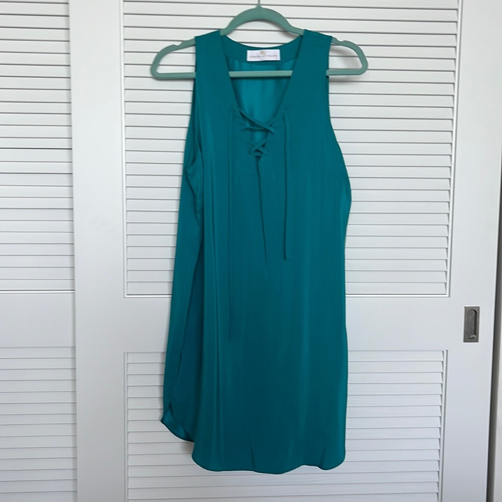 Beautiful amanda uprichard teal blue silk dress size m